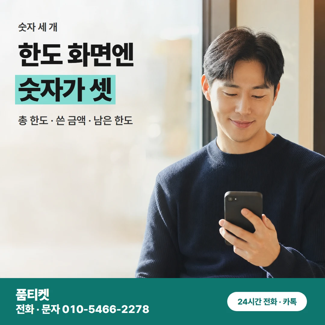 SKT한도 숫자 세 개